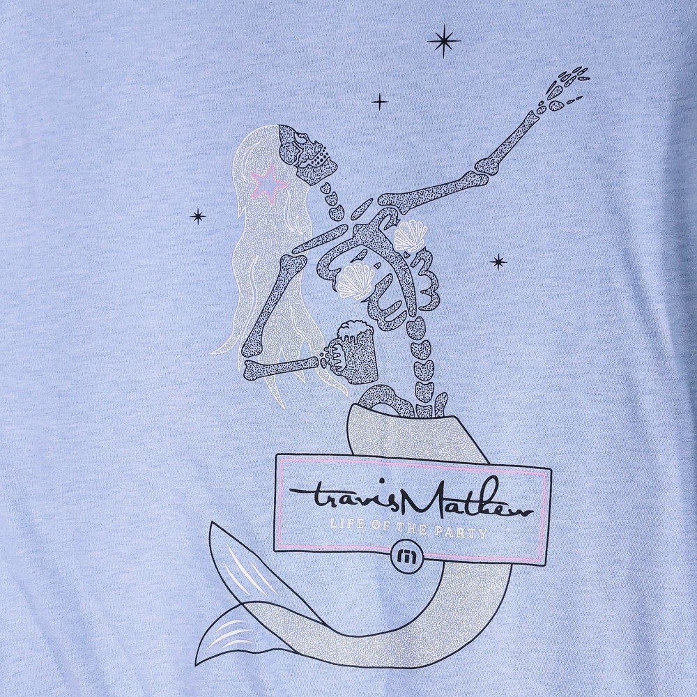 Travis Mathew Skeleton Mermaid T Shirt Mens XL Blue Life of The Party Graphic
