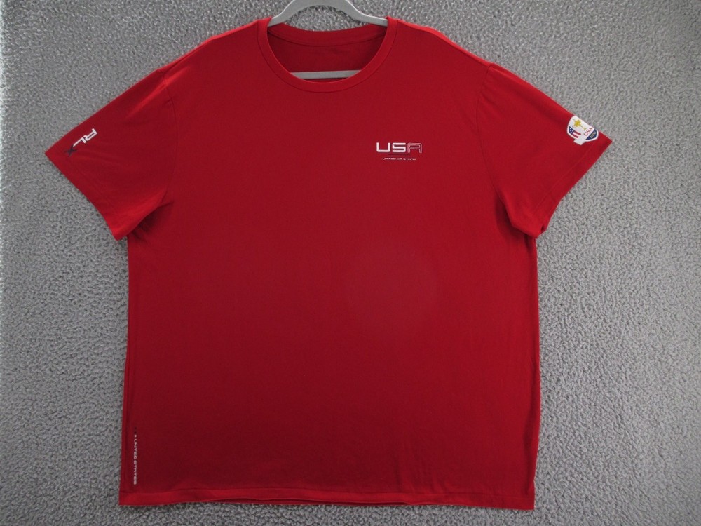 RLX Ralph Lauren Shirt Mens XL Ryder Cup 2016 Red USA United We Stand T-Shirt