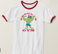 Froggy’s Gym by Chillin’ Froggy Old School Bodybuilding Muscle Ringer T-Shirt