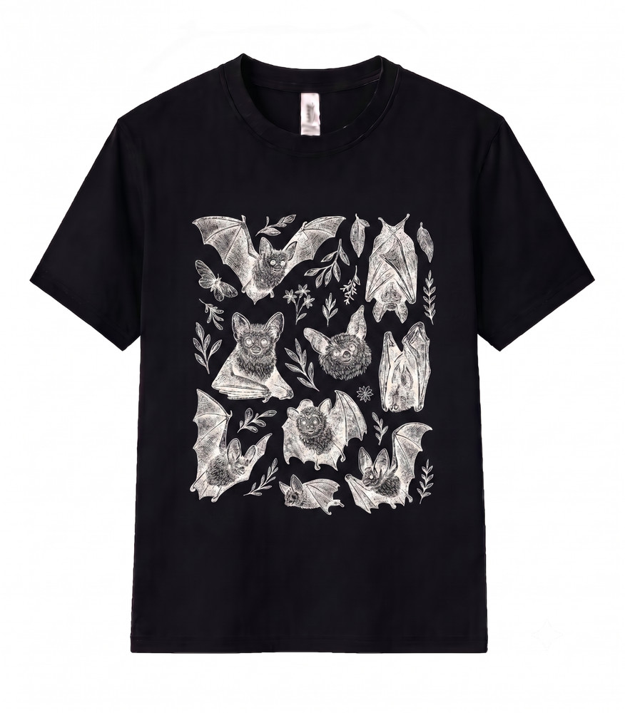 Vintage Bat T Shirt Gothic Cottagecore Graphic Tee 90s Spooky Animal Halloween
