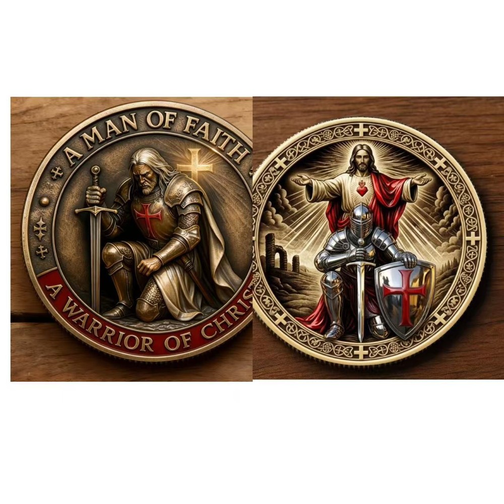 A Man of Faith-A Warrior of Christ Commemorative Coin,Jesus Challenge Coins TL