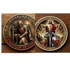 A Man of Faith-A Warrior of Christ Commemorative Coin,Jesus Challenge Coins TL