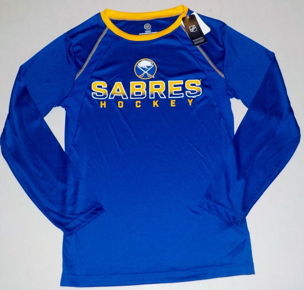 BUFFALO SABRES NHL TEAM APPAREL T SHIRT MENS S L XL 2X LONG SLEEVE NWT POLYESTER