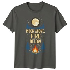 Camping Shirt Moon Campfire Outdoor Adventure Nature Graphic Tee