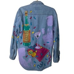 Marguerita Shirt Womens Vintage Size Small Hand Painted Martine Theme Retro