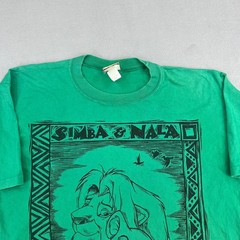 Disney Lion King Simba Nala Vintage Green Graphic T-Shirt Sun Sportswear M/L Vtg