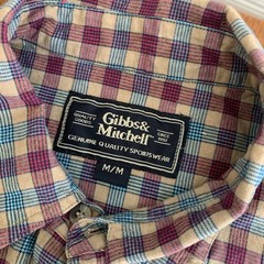 Gibbs & Mitchell Mens Button Down Shirt Long Sleeves 100% Cotton Size M