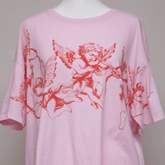 Way To Celebrate Pink Cupid T-Shirt Womens XLarge Oversized Angel Cherub Graphic