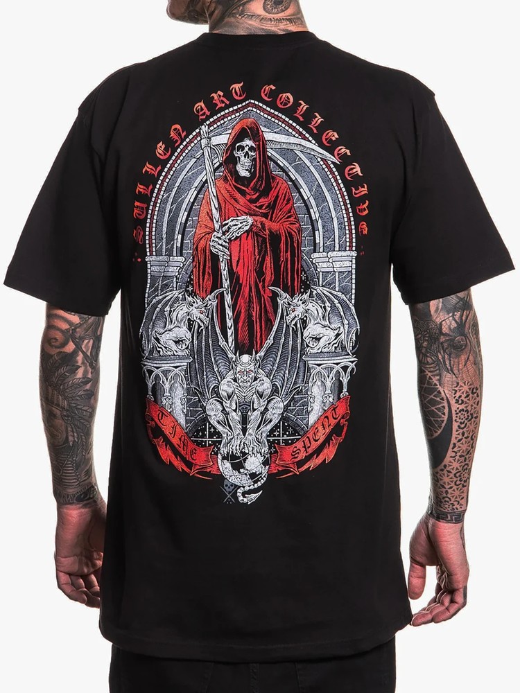 Sullen Men’s Time Spent Short Sleeve Standard T-shirt Grim Reaper Tattoo Tee