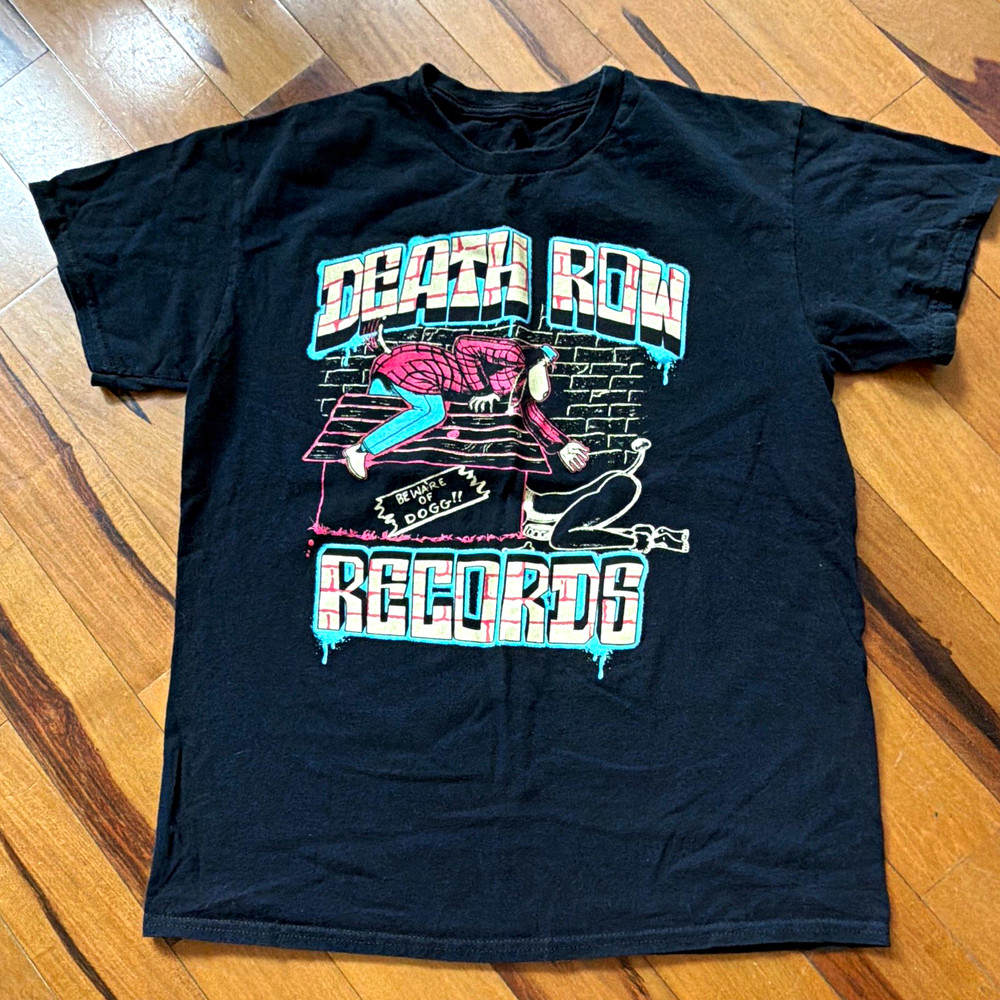 Death Row Records Black Graphic Logo Crew Neck Short Sleeve T-Shirt Men M