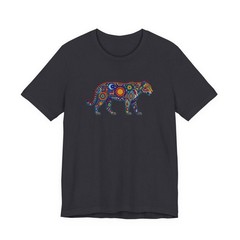 Vibrant Huichol Jaguar T-Shirt | Mexican Folk Art Sun Moon Tee Shirt Design