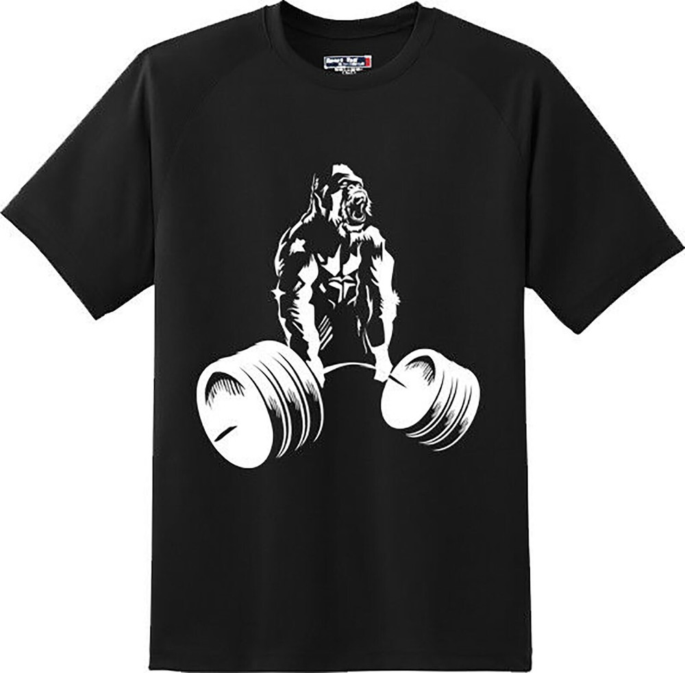 Funny Gorilla Power Lifter Gym Fitness Weight Training T Shirt New Graphic Tee