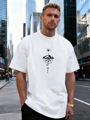 Mountain Compass Graphic Cotton Men’s T-Shirt, Suitable for Daily Casual Wear