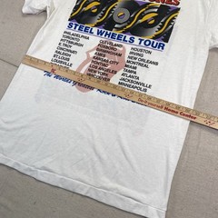 Vintage Rolling Stones Shirt Mens L White Concert Rock 80s Steel Wheels Tour