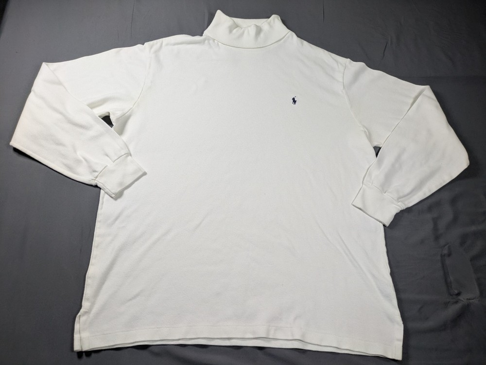 Vintage Polo Ralph Lauren Shirt Mens XL White Turtleneck Long Sleeve Made USA