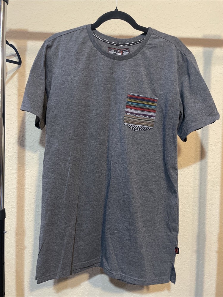 Beautiful Giant Garments Men’s Shirt Size Large Grey With Tribal Pocket