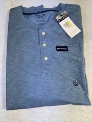 Chaps Henley Shirt Mens Long Sleeve Regular Fit Soft Feel T-Shirt XXL Blue New
