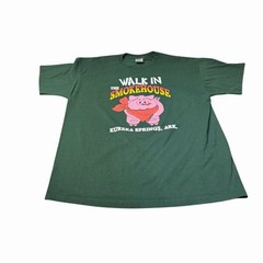 Vintage Y2K The Smokehouse Eureka Springs Ark Size XL Green T-Shirt Double Sided