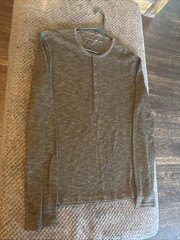 John Varvatos Shirt Mens M Gray Henley Long Sleeve Stretch Thermal Waffle Knit