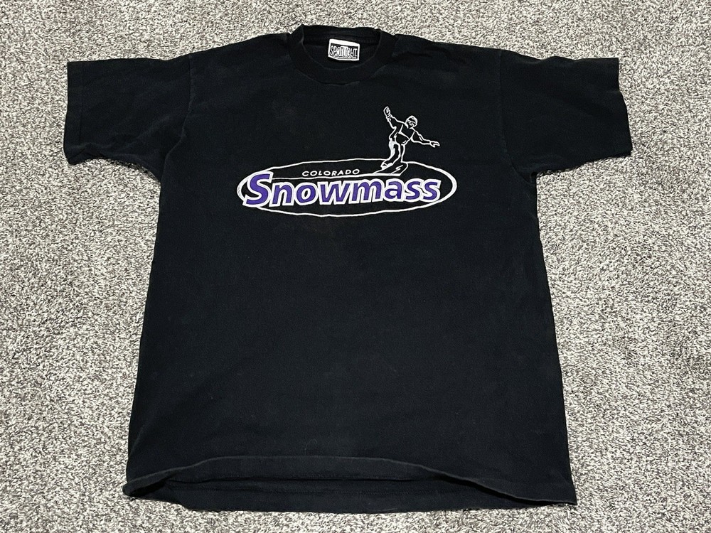 90s Vintage Ski Snowmass CO Colorado Skiing Blue Shirt Tee VTG XL Extra Large