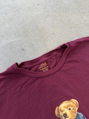 Polo Ralph Lauren Shirt Mens 3XLT Burgundy Long Sleeve Polo Bear Graphic