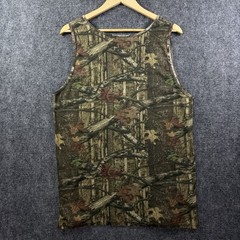 VTG Mossy Oak Tree Camouflage Sleeveless Hunting Tank Top Mens XL (Fits L) Green
