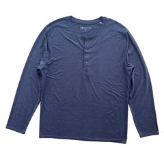 7 Diamonds Men L Blue Heather Core Henley Performance Long Sleeve Athletic Shirt