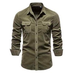 Cotton Men’s Shirt Casual Fashion Solid Color Corduroy Shirts Autumn Slim