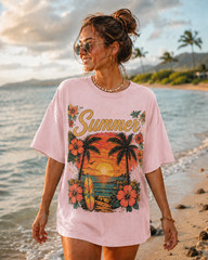 Summer Sunset Tropical Beach Shirt