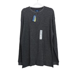 High Stretch Mens Long Sleeve Henley Shirt Size XL Gray Ribbed