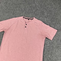 Public Rec Shirt Mens Medium Light Red Heather Short Sleeve Henley Pima Cotton