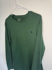 Polo Ralph Lauren Green Blue Pony Men’s Long Sleeve T Shirt Layer Size M 1defect