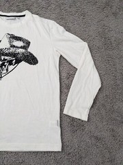 Angelo Litrico T-Shirt Mens Medium Cowboy Skull Western Rhinestone Racer White