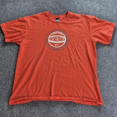 NIke Basketball T Shirt Mens XXL Orange 5 Spots Short Sleeve Graphic Tee