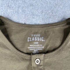 True Classic Henley Shirt Large Brown Casual Long Sleeve Pullover