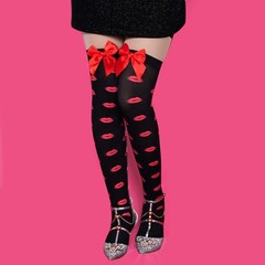 4 Pairs Valentine’s Day Socks With Bows Women Girls Thigh High Stockings Hear…