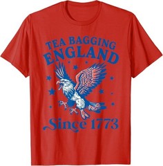 Tea Bagging England Since 1773 Patriotic Eagle 4th of July T-Shirt