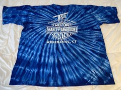 Vintage Harley Davidson Shirt Size Large Blue Tie Dye. Willimantic, CT.