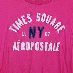 Aeropostale Mens Size XXL Pink Time Square Logo Graphic Crewneck T Shirt