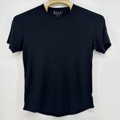 #1675 BYLT Premium Basics Drop-Cut Shirt Mens L Black Ribbed Modal Blend Tee