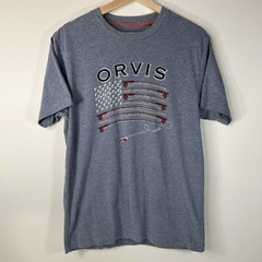 Orvis Classic Graphic T-Shirt Fishing Flag Blue Mens Medium M