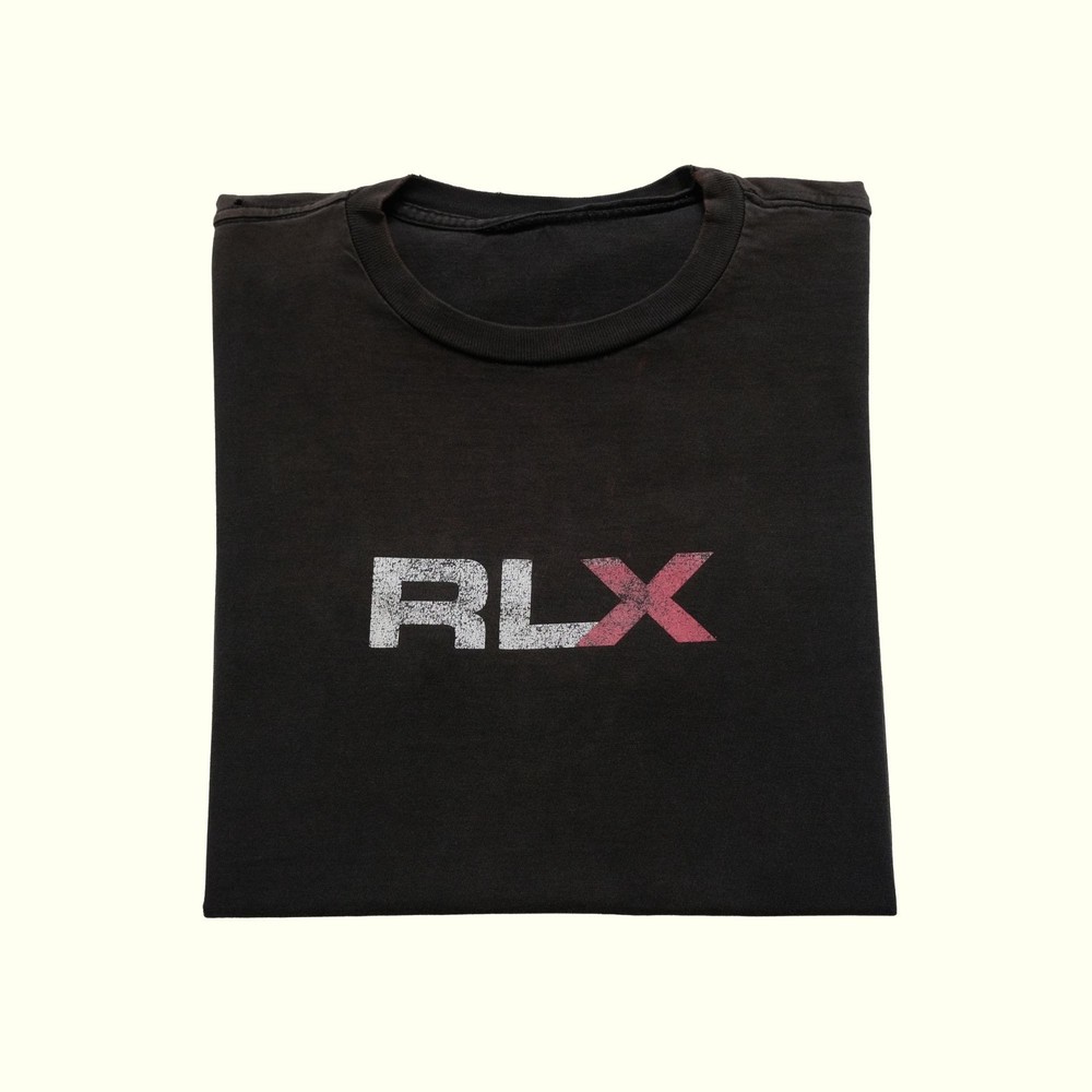 RALPH LAUREN POLO SPORT RLX VTG Y2K RETRO DISTRESSED FADED BLACK T SHIRT SZ L