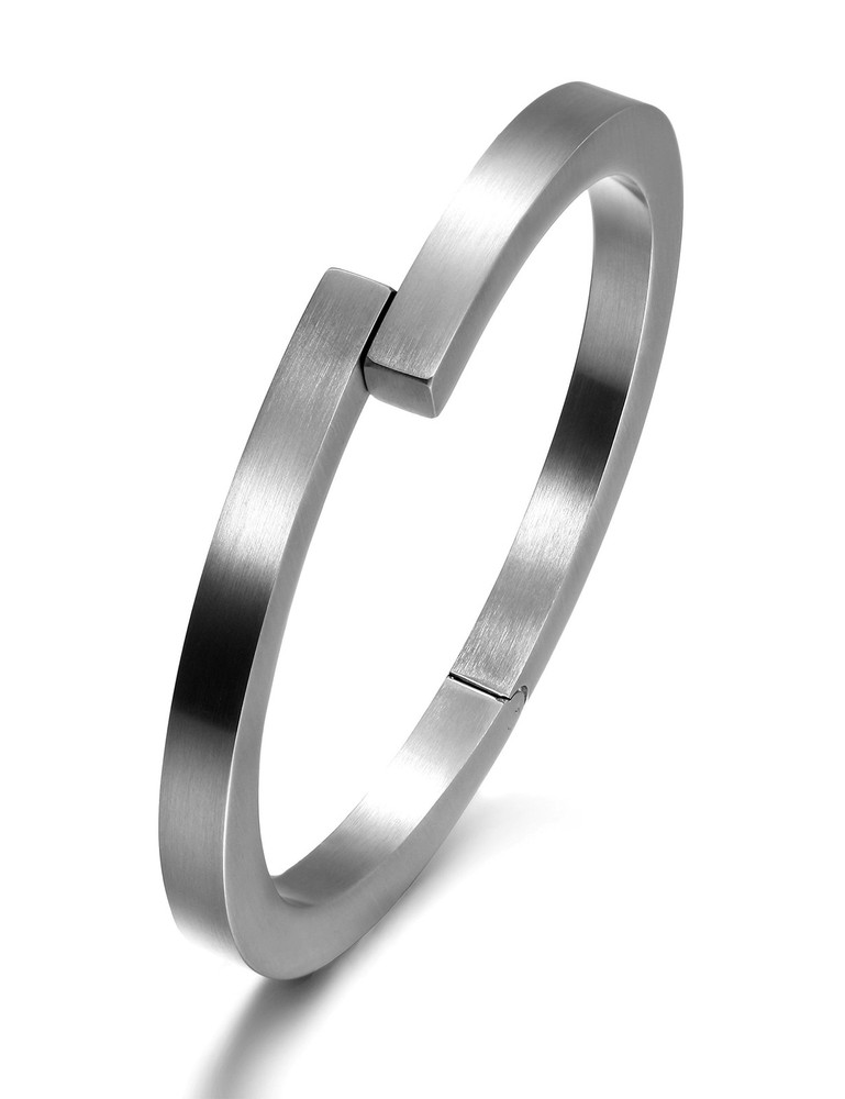 Silver Men’s Cuff Bracelets, Magnetic Clasps Bangle Bracelet for Men, 316L St…