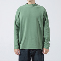 Spring Men Retro Half-Turtleneck Warm Long Sleeve Tee Solid Color T Shirt Tops