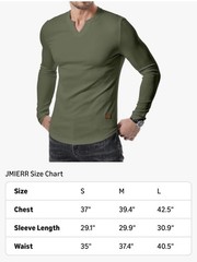 Mens Long Sleeve Muscle T Shirts Casual V-Neck Army Green SM! JMIERR