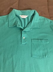 Vintage 909 Collection Mens Green Single Stitch Polo Shirt Size XL