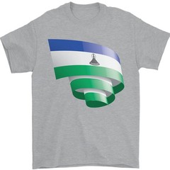 Curled Lesotho Flag Basotho Day Football Mens T-Shirt 100% Cotton