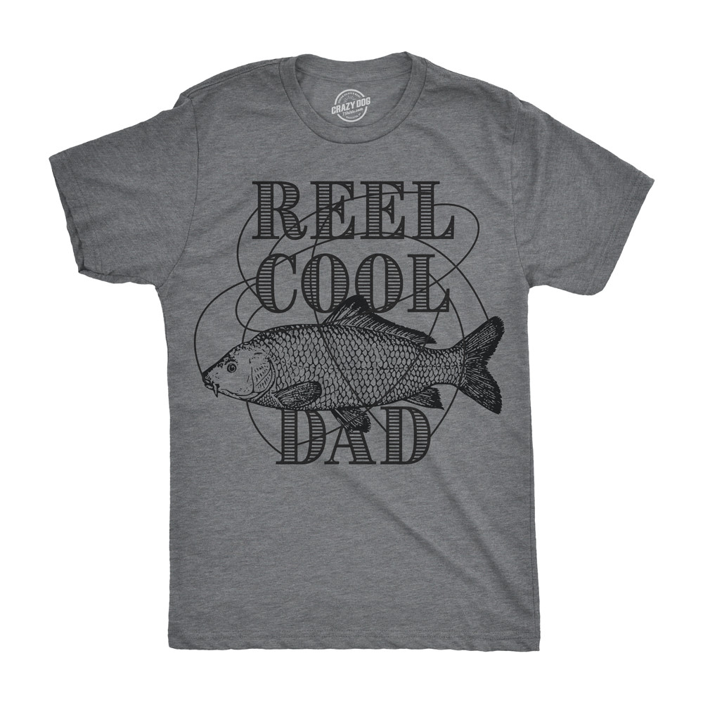 Mens Reel Cool Dad T shirt Funny Fathers Day Fishing Gift for Husband Fisherman