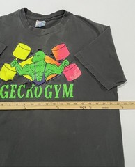 Vintage Gecko Gym Shirt XL Black Faded Trashed Maui Hawaii Beach Body Work Out