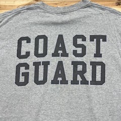 Vintage Coast Guard Spell Out Double Sided Gray Shirt Size Large
